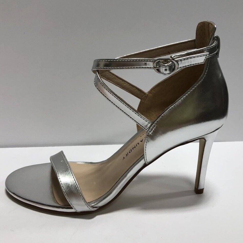 Chinese Laundry Women's Sabrie, Silver Ankle Strap Heels, Size 6 M